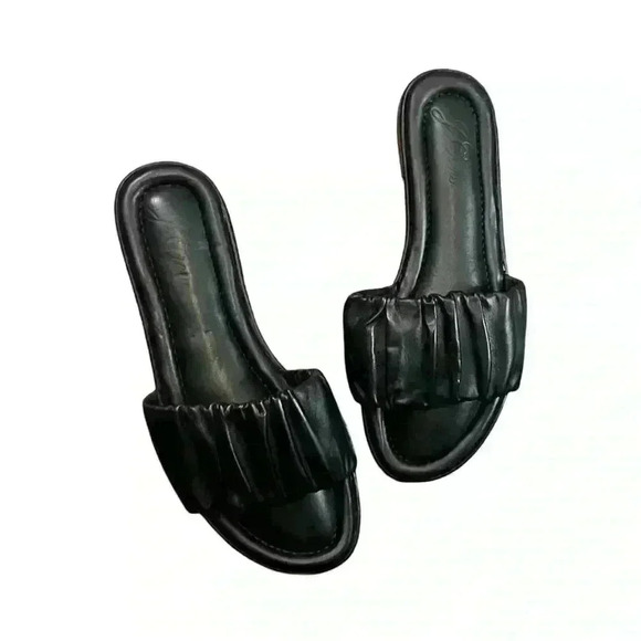 J. Crew Menorca Scrunchie Strap Leather SlidesBlackSize 9 Not for sale